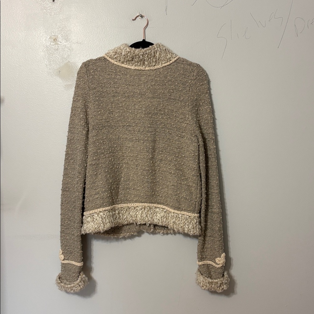 Sleeping on Snow Wool Mohair Blend Sweater Jacket Coat Cream Trim M - Picture 5 of 5